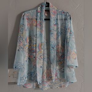 Chico's Cardigan Women Regular Size 1 Paisley, 3/4 Sleeve ,Polyester Very Nice